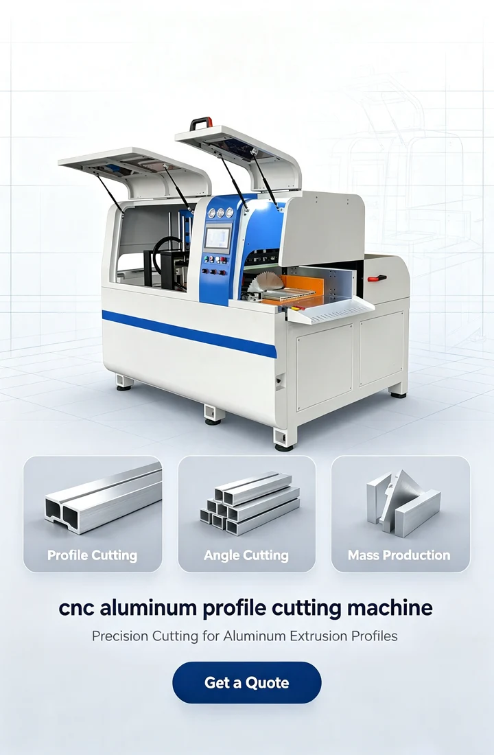 Automatic CNC aluminum profile cutting machine, precision aluminium extrusion cutting equipment, metal profile processing machine Yasen Machinery www.yasenmachine.com
