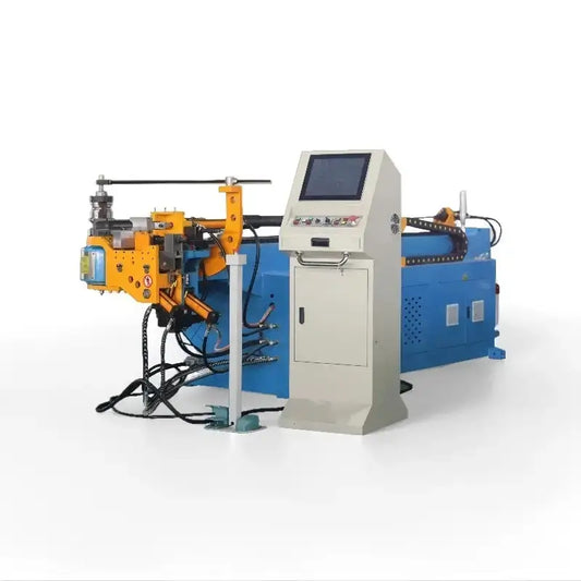 Fully automatic pipe bending machine 38CNC working in factory workshop